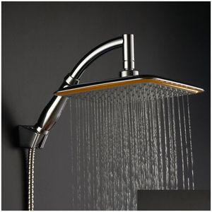 Bathroom Shower Heads Wholesale-Large Square Abs Chrome Water Rains Head With Extension Arm Set For Mayitr Drop Delivery Home Garden F Dhv38