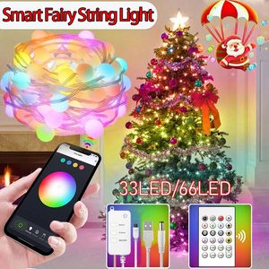Weihnachtsdekorationen TuYa WiFi Smart String Lights Outdoor IP65 Wasserdicht Fairy RGB Music Sync Girlande mit Alexa Google Home 231026