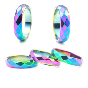 Anéis de cluster moda festa jóias 5a qualidade 6mm corte largo hematita anel arco-íris 1 peça271x