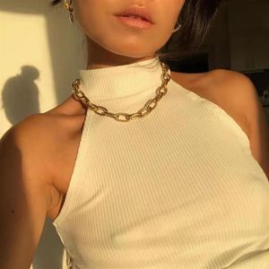 Chokers 2021 Fashion Paperclip Chain Necklace Women Retro Gold Color Thick Lock Choker Necklaces For Jewelry Gift196f