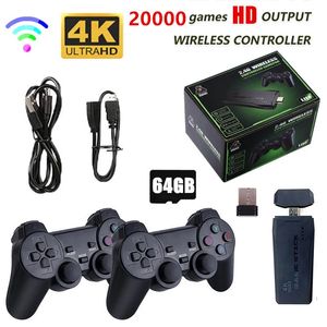 Controller di gioco Joystick Console per videogiochi 2.4G Doppio controller wireless Game Stick 4K 20000 Giochi 64 Giochi retrò da 32 GB per TV Ragazzo Regalo di Natale 231025