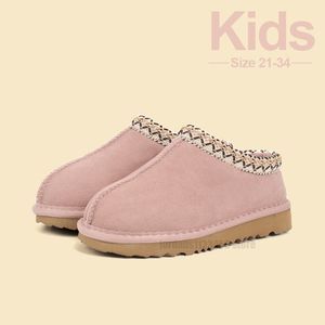 Designer-Kinderstiefel, Tasman-Hausschuhe, Tazz-Baby-Kleinkind-Stiefel, Senfkorn-Schnee-Mini-Schuhe, Jungen und Mädchen, Australien, flauschige Schaffell-Sherpa-Schuhe für Kinder, Rosa