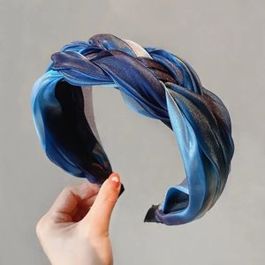 Head Bands Moda Parlak Twisted Örgü Kafa Bandı Kadın Kız Geniş Yan Saç Bandı Basit Kafa Saç Hoop Headwear Saç Aksesuarları 231025