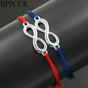 Charme Pulseiras Bppccr 2 Pçs / Set Lucky Digital 8 Infinito Red String Corda Trança Linhas Coloridas Mulheres Amantes Pulseira Jewelry295D