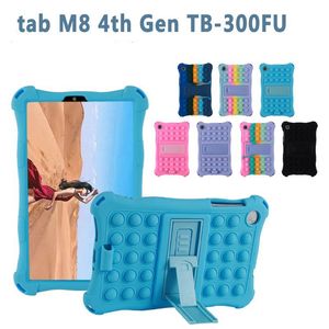 Kids Shockproof Silicone Case For Lenovo Tab M8 8.0 inch 3rd Gen 4th Anti-Stress Push Pop Bubble Cases Tablet Stand Cover With Stylus Pen Lanyard