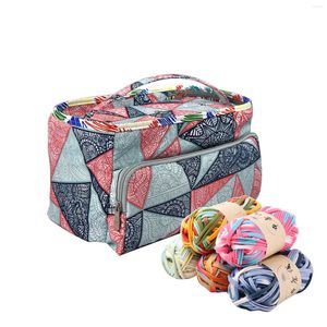 Förvaringspåsar 600D Oxford Tyg Knitting Bag Organizer Garn Fall för virkning av kroknålar ulltot kvinnor