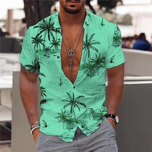 Camicie casual maschile 2024 Coconut Tree for Men 3D Stampa Hawaiian Shirt Beach 5xl Trota di moda a maniche corte