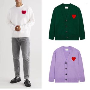 Herrtröjor faller vinter cardigan tröja par mode pullover casual kvinnors v-ringning lös broderi andas andas