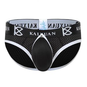 Men Briefs Male Gay Penis Pouch Underwear Back Open Front Removable Jockstraps Men's Enlarge Sexy Enhancing Sponge Cup Pad Un300S