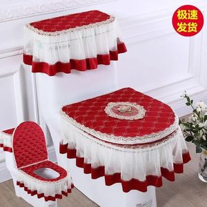 Toilet Seat Covers Toilet Cushion 3 Piece Set Winter Toilet Cover U-type Zipper Seat Mat Pad Toilet Accessories WC Mat el Supplies Toilettes 231025