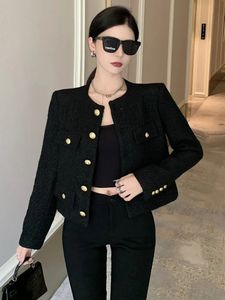 Women's Jackets Fall Winter French Vintage Small Fragrant Tweed Jacket Coat Women Elegant Casual Woolen Short Coats Streetwear Outwear Crop Top 231026