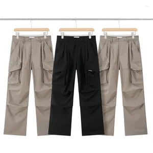 Мужские брюки с несколькими карманами и микродинамиком, комбинезоны для мужчин и женщин, высококачественные драпированные повседневные однотонные универсальные брюки