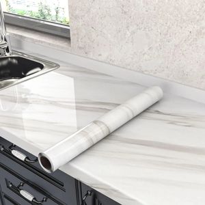 Wallpapers Foil Marble Stickers for Kitchen Countertop Oil Proof High Temperature Resistance Self Adhesive Waterproof Bathroom Wallpaper 231026