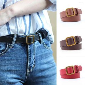 Belts Women Gold Square Simple Belt Retro Non- Soft Jeans Bright Thick