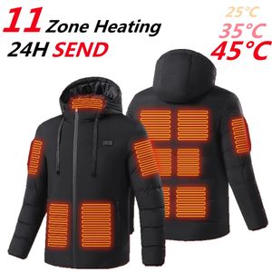 Giacche da esterno Felpe con cappuccio Zona 11 Giacca calda Parka da uomo Canotta Autunno Inverno Bicicletta Calda USB Caccia sportiva elettrica 231026