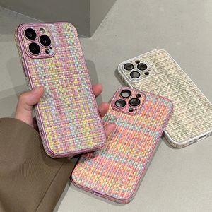 Cell Phone Cases Fashionable colorful woven phone case with lens protective film suitable for iPhone 15 14 13 12 Pro Max 14 Pro Max 13 Pro 11 back cover 231026