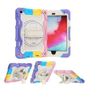 Custodia per tablet in silicone arcobaleno con spalla per iPad Mini 4 5 Durevole e robusta cinghia girevole a 360° 3 in 1 Custodia protettiva completa portatile per armatura robusta e resistente agli urti