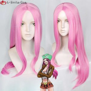 Costumi Catsuit Gioielli Anime Bonney Cosplay 75 cm Lunghi Donne Rosa Simulato Cuoio Capelluto Capelli Resistenti al Calore Parrucche Del Partito di Halloween + Protezione Della Parrucca