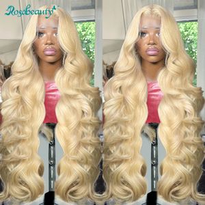 Synthetic Wigs Rosabeauty 13x6 Blonde 613 HD Body Wave Lace Front Human Hair 5X5 Glueless Wear Go 13X4 Frontal 250 Density 40 Inch Wig 231027