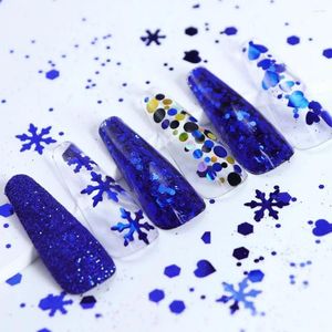 Nail Art Decorations Glitter Sequins Design Winter Blue Snowflake Sparkling For Exquisite Crafts