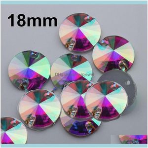 Gevşek elmas takılar 100pcs 18mm kristal düz arka #3200 rivoli Taşta dik iki delikli iki delikli rhinestones damla DELI259s