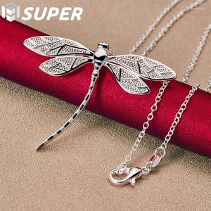 Pendants 925 Sterling Silver 40-75cm Chain Big Dragonfly Pendant Necklace For Women Wedding Engagement Party Fashion Jewelry