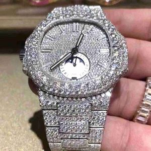 G95B Wristwatch Custom Bling Iced Out Watch White Gold Plated Moiss Anite Diamond Watchs 5A جودة عالية النسخ الميكانيكي 96x7