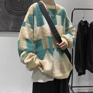 Men's Sweaters Autumn And Winter Sweater Loose Trend Of Personalized Student Knit Korean Round Neck Color Collision Pullover