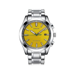 Роскошные автоматические механические мужские часы из нержавеющей стали со складной пряжкой с желтым циферблатом мужские спортивные наручные часы дизайнерские часы для делового отдыха Montre de Luxe