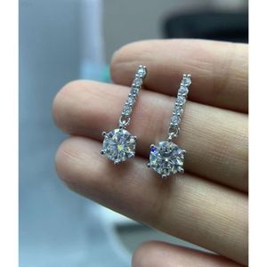 Moissic 1ctx2pcs 6 pinos branco moissanite pingente para presente de menina de floco de neve de prata esterlina 925