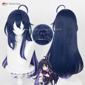 Costumi Catsuit Gioco Honkai: Star Rail Seele 73 cm Blu Nero Viola Capelli del cuoio capelluto resistenti al calore Halloween Cosplay Parrucche anime + Cappellino per parrucca