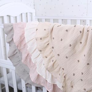 Filtar l5yf 140x140cm baby muslin tar emot filt mjuk bomull swaddle wrap tryck sovväska spädbarn badhandduk