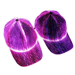 Шариковые кепки, светодиодная оптоволоконная светоизлучающая шляпа, банджи, светоизлучающая бейсболка, мигающие кепки для пар в стиле хип-хоп, 231027