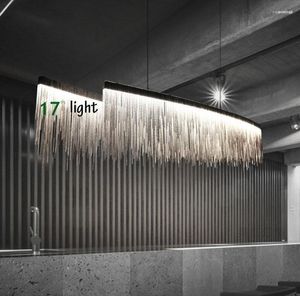 Kolye lambaları la Tessic Post Modern Design Lights Nordic Tassel Restoran Lüks El Mühendislik Zinciri Sanat Asma Işık