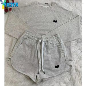 Women's Tracksuits YICIYA Short Pants Set IS Brand Letter Sweatshirts Women Autumn Clothing Casual Loose Hooded Sweatshirt Tops And Sweat