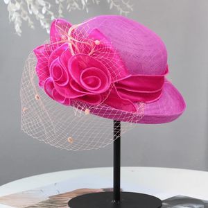 Cappelli a tesa larga Secchio Fiore Fascinators Gare per le donne Elegante banchetto Fascinator Cappello Ragazze Signore Abito da sposa formale Fedora 231027