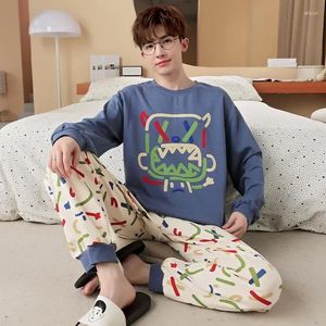 Men's Sleepwear For Sleep Home Spring Sweet Women Pyjamas Fashion 9 Student Style Lover Pajamas Sets Men Cartoon Wear Couple Cotton