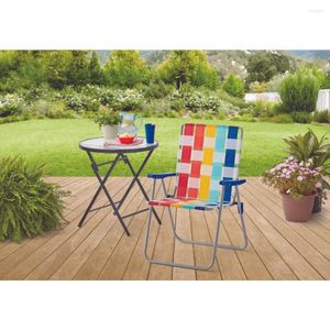 Camp Furniture High Back Steel Frame Web Strap Chair Multicolor-2 Pack 23.43 X 25.20 37.00 Inches