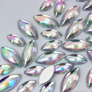 200st 7 15 9 20mm AB Clear Horse Eye Marquise Shape Acrylic Rhinestone Strass Beads Diy Bride Dress Clothes Decoration ZZ183301P