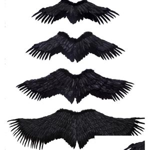 Costume Accessories Natural Feather Angel Wings Women Girls Cosplay Fairy Wing Halloween Birthday Festive Party Dress Up Decorations Dh1H5