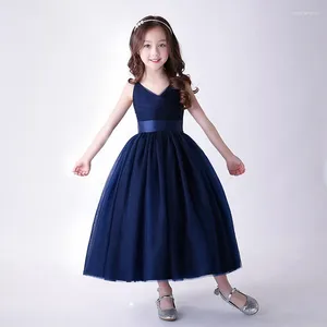 ガールドレスビーチパーティー長いドレスウェディングネイビーブルー誕生日Vestido de Festa longo 4 6 8 10 12 14歳の女の子服RKF184034