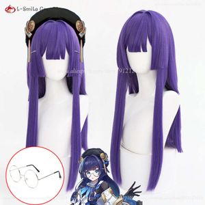 CATSUP -kostymer Högkvalitativ honkai: Star Rail Pela Cosplay 65 cm Purple Straight Glasögon Värmebeständiga hårparti Anime Wigs + Wig Cap