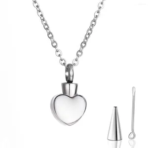 Colares pingentes pequeno coração urna colar de aço inoxidável simples cremação jóias memorial lembrança com funil kit
