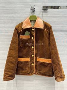 Gu cci Damenjacken, Cordjacke, Pelzkragen, Trucker-Bomber, Oberbekleidung, Damenmode, Kleidung, Herbst-Winter, wendbar, lässig, Streetwear, Vintage-Mantel