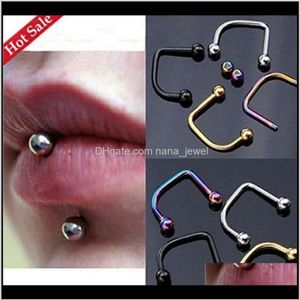 50Pcs Surgical Steel Lip Labret Rings Bar Body Jewelry Piercing 16G Three Colors Vbteu 8Dsmh285W