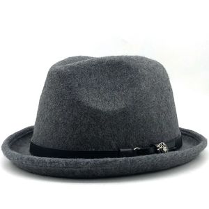 Wide Brim Hats Bucket Simple Mens Felt Fedora Hat for Gentleman Winter Autumn Church Roll Up Homburg Dad Jazz 231027