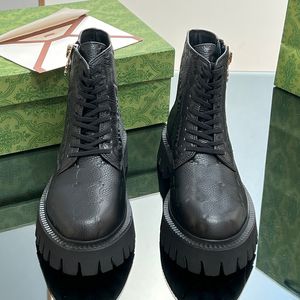 Novo casal bota designer de luxo clássico marca intertravamento carta zíper moda martin botas lichia em relevo couro borracha sola grossa não slides amantes botas