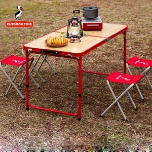 Camp Furniture Folding Table Camping Supplies Outdoor Portable Lightweight Aluminum Wooden Nature Hike Tourist Picnic Car Accessories