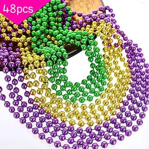 Kedjor Karneval Party Green Yellow Purple Halsband Pärlor Set 48st Dekorativa rekvisita stjärnhalsband för kvinnor beroende