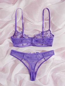 Sexy Set Exotischer BH 2 Stück Floral Spitze Dessous Set für Damen Sexy Erotik Sets Stickerei Luxus Unterwäsche Hot Sensual 2023 Mode